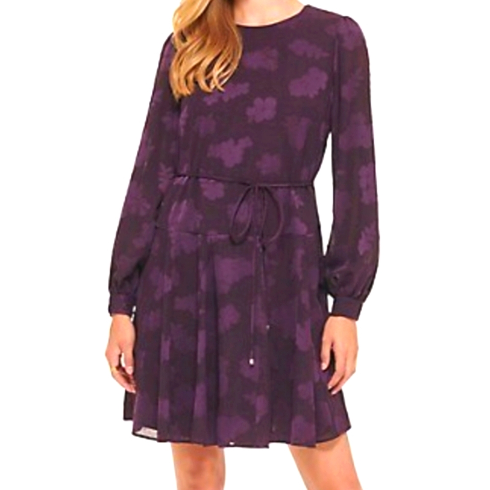 TOMMY HILFIGER Plum Escape Burnout Floral Fit-&-Flare Dress